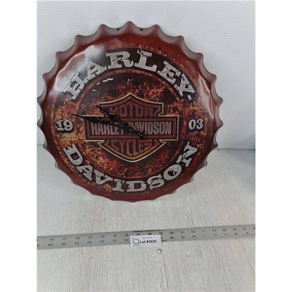 Harley Davidson Motorcycle Clock 16", Metal