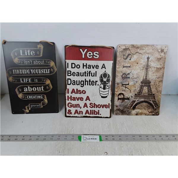 (3) Metal Wall Art Misc. 11.75 x 7.75"