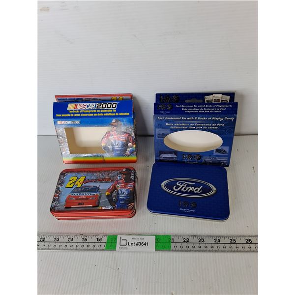 Ford & Nascar Tins & (4) Sets of Playing Cards- Two Sealed
