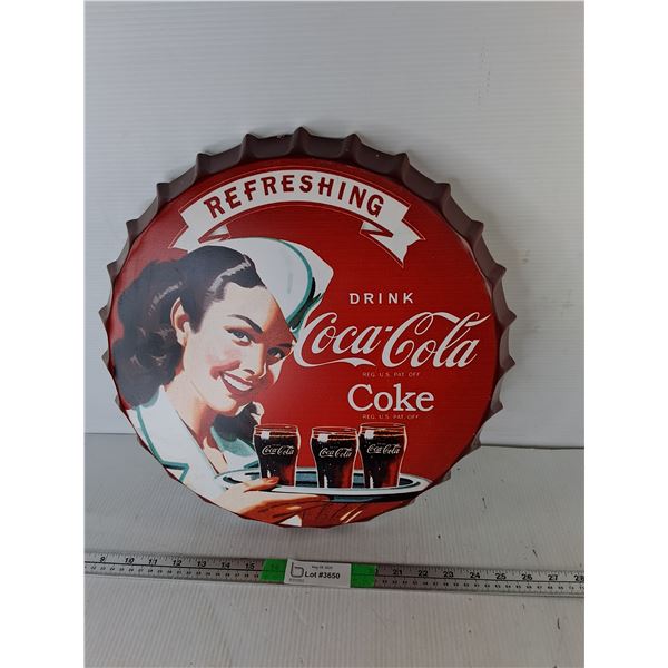 Metal Coca-Cola Wall Sign 16" Diameter