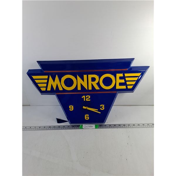Monroe Plastic Wall Clock 24.5" x 14"- Cannot Ship- As Is