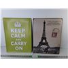 Image 1 : Eiffel Tower & Keep Calm and Carry On Metal Signs 15.75" x 11.75"