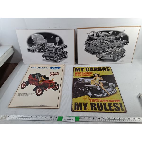 Metal Garage Sign, 1904 Model C Cut Out Model Kit & Vintage Car Style Art Up to 17" x 11"
