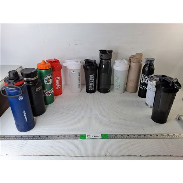 (12) Water/Shaker Bottles/Mugs- Contigo, Uline, Supplement World, Misc.