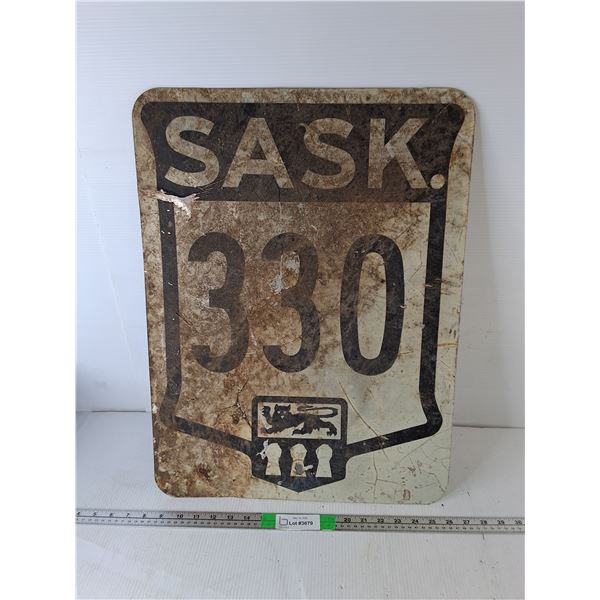 Vintage Metal Sask. 330 Sign 24" x 18"- Cannot Ship