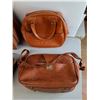 Image 2 : Brentwood Suitcase 24" x 8" x 17" & (4) Leather Style Bags- Two Zippers Require Repair, Cannot Ship