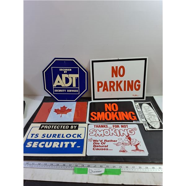 Misc Signs Metal and Plastic, No smoking, Security, Danger, Canadian Flag