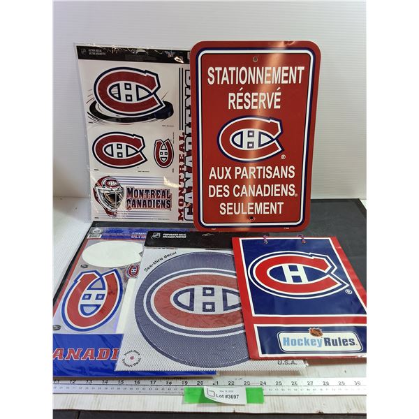 Montreal Canadiens Collectible Decals, Sign, Gift Bag