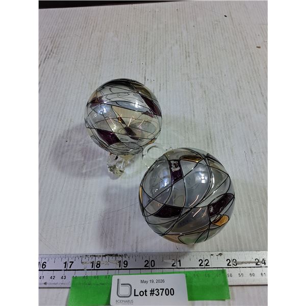 (2) Glass Christmas Ornaments -repaired