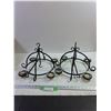 Image 1 : (2) Iron and Glass Hanging Candle Holder, w/ LED Candles (untested) Damage to one Glass Cup