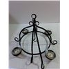 Image 2 : (2) Iron and Glass Hanging Candle Holder, w/ LED Candles (untested) Damage to one Glass Cup