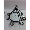 Image 3 : (2) Iron and Glass Hanging Candle Holder, w/ LED Candles (untested) Damage to one Glass Cup