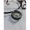 Image 4 : (2) Iron and Glass Hanging Candle Holder, w/ LED Candles (untested) Damage to one Glass Cup