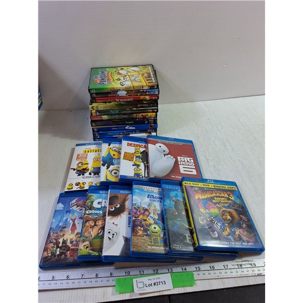 Children's (10) DVD & (9) Blu-Ray  The Incredibles, Narnia, Minions, Up