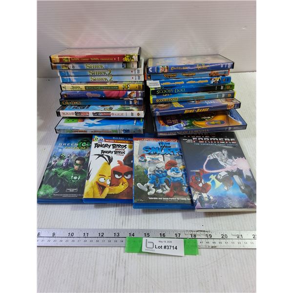 (3) Blu-Ray & (17) DVD, Shrek, Garfield, Charlotte's Web