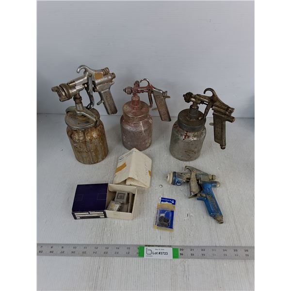 (2) Wester, (1) DeVilBiss Spray Guns & Graco Spray Nozzle, Misc Parts