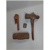 Image 3 : (5) Axe Heads, (2) Sledge Hammer Heads, Wrench, As Is