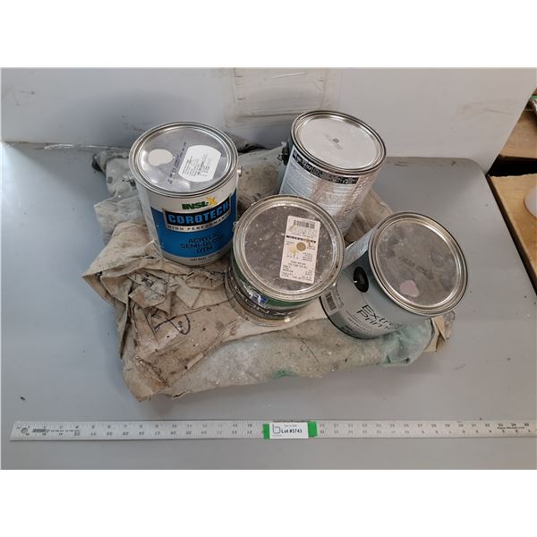 *(4) Cans Of Paint Sherwin Williams, Corotech, (3) Canvas Painting Tarps, Cannot Ship