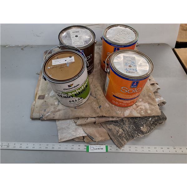 *(4) Cans Of Paint Sherwin Williams, Cloverdale, (3) Canvas Painting Tarps, Cannot Ship
