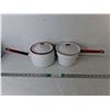 Image 1 : (2) Vintage Enamelware Pots with Lids