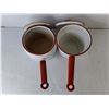 Image 2 : (2) Vintage Enamelware Pots with Lids