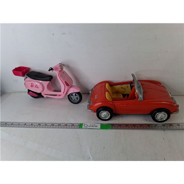 Barbie Toy Convertible 14" & Vespa Scooter