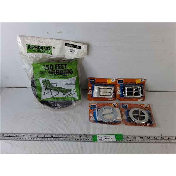 (4) Belt and Buckle Kits & Roll of Polypropylene Webbing
