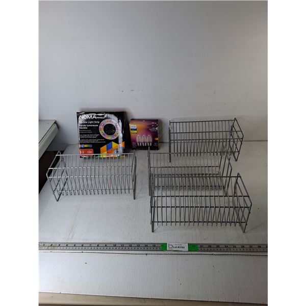 Noma Light Strip, Philips 40W Bulbs & (4) Metal CD Racks