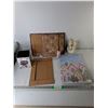 Image 1 : Ceramic Snowmen Figurine 5.5", Christmas Gift Boxes & Tin- No Lid