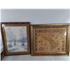 Image 3 : (2) Framed Art Pieces- Portrait & Nature and Map 24.25" x 20.25"- Cannot Ship