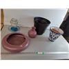 Image 1 : Glass Water Feeder, Ceramic & Plastic Planters Up to 10.5"- Pickup Preferred