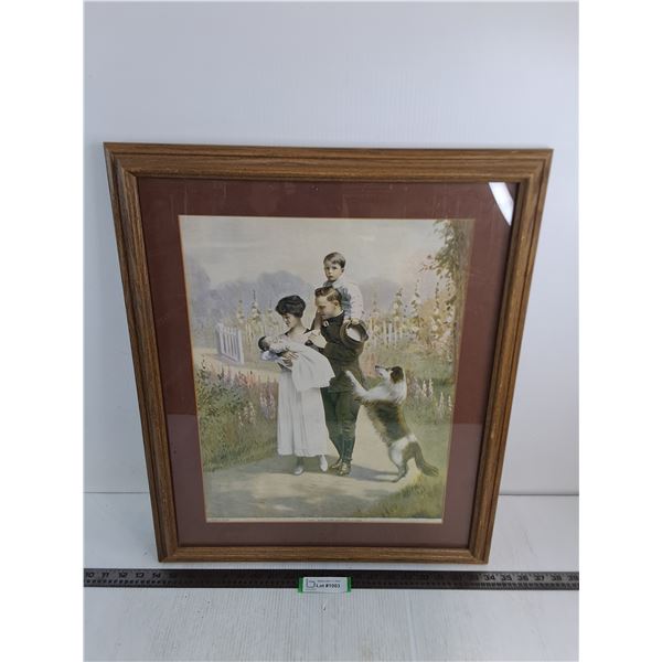 Wood Framed WW1 Patriotic Soldier Picture "Back to the Loved Ones at Home" - 20" x 24" -PICK UP