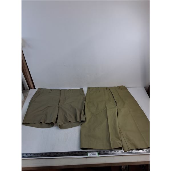 (2) Military Tan Shorts (Short = 38 Waist, Long = 34" Waist)