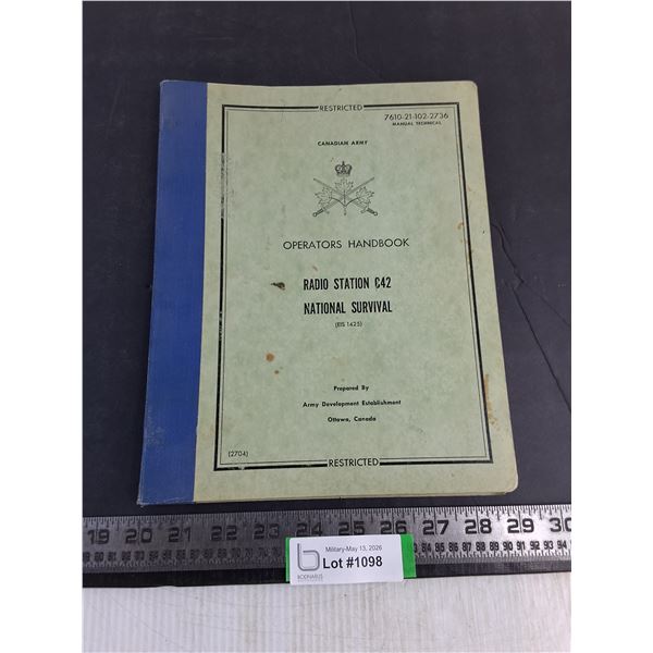 1960 Canadian Military Radio Station C42 Operator Handbook