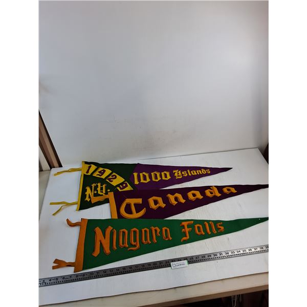 (3) Antique Felt Pennants
