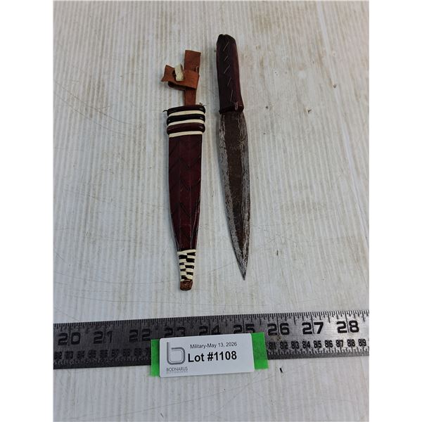 Handmade African 6" Fixed Blade Knife & Leather Scabbard