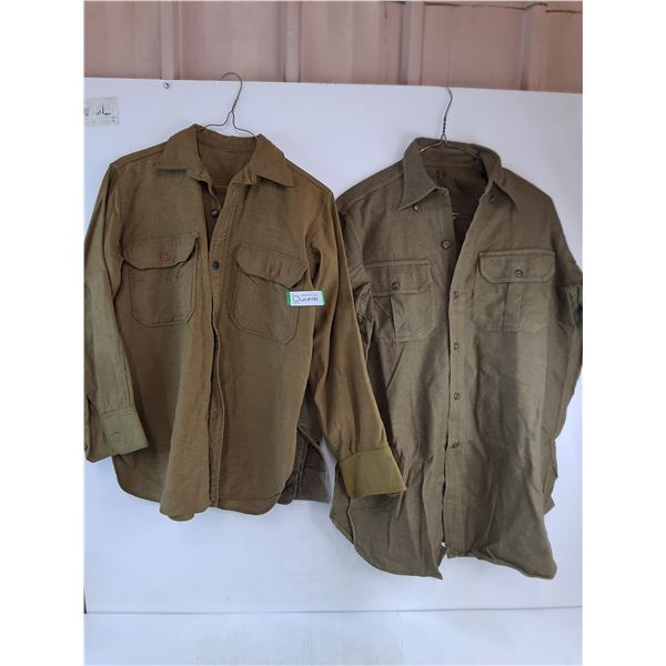 (2) WW2 Canadian Army Wool Combat Shirts - Approximate Medium Size