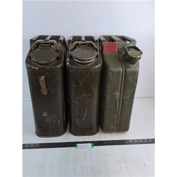 (3) US Military 5 Gallon Empty Gas Cans - Pickup Only