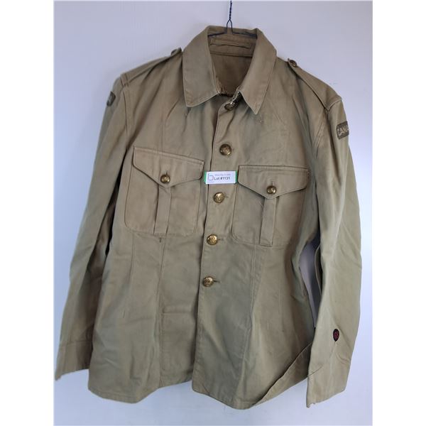 * Early WW2 Khaki Drill Jacket w/Stand-Up Collar from 1941 - Sizing Pictured