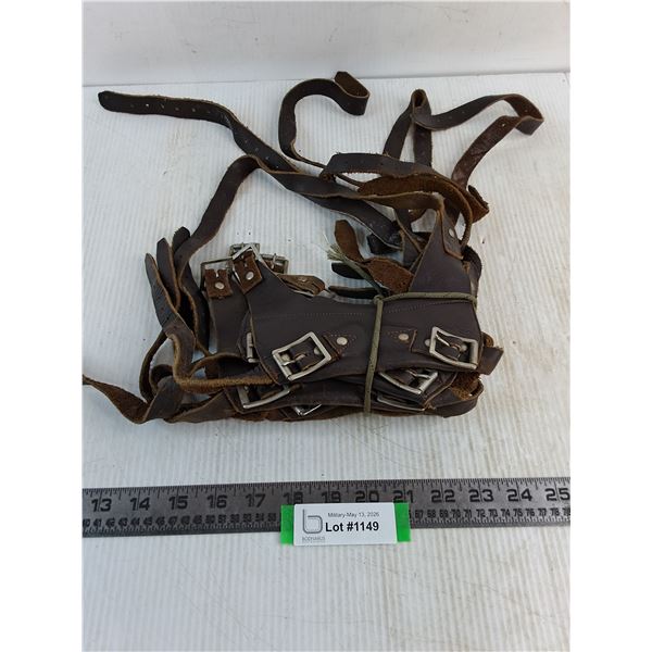 (6) Vintage Canadian Military Leather Snowshoe Harnesses