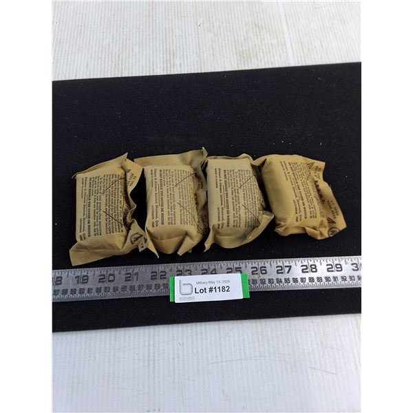 (4) Unused WW2 Field Dressing Packs - Dated 1943
