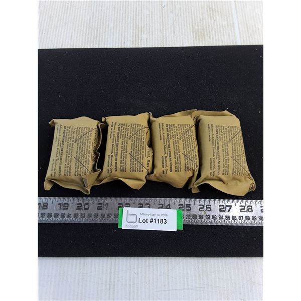 (4) Unused WW2 Field Dressing Packs - Dated 1943