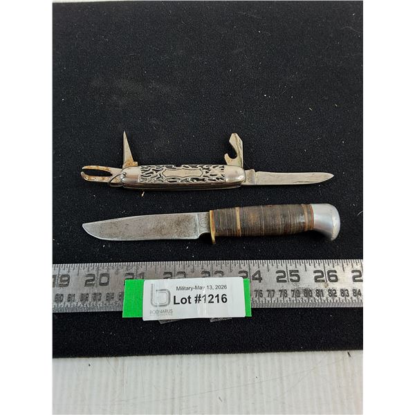 (2) German Scout Knives (Fixed Blade 3" Forged Steel & Jack Knife)