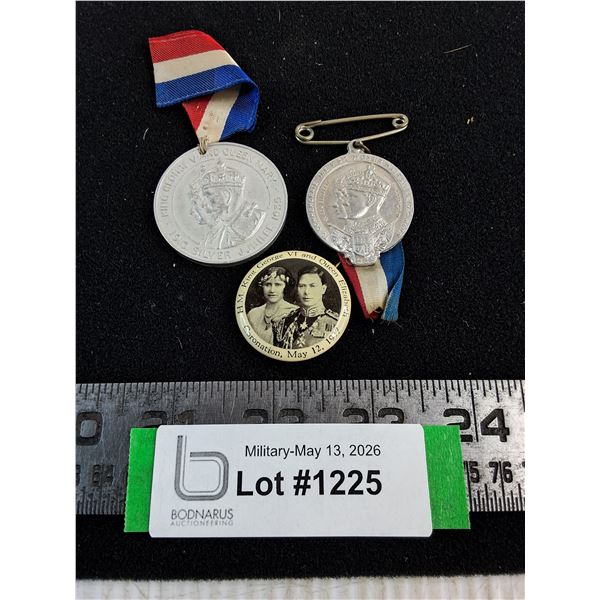 (3) Royalty Badges/Pins (King George V, King George VI, Queen Elizabeth)