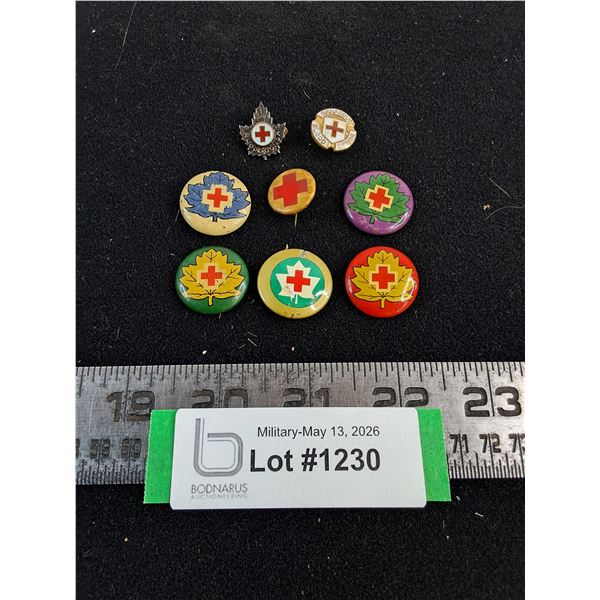 (8) Assorted Red Cross Pins