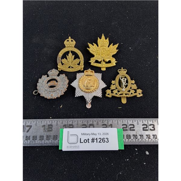 (5) Assorted Cap Badges