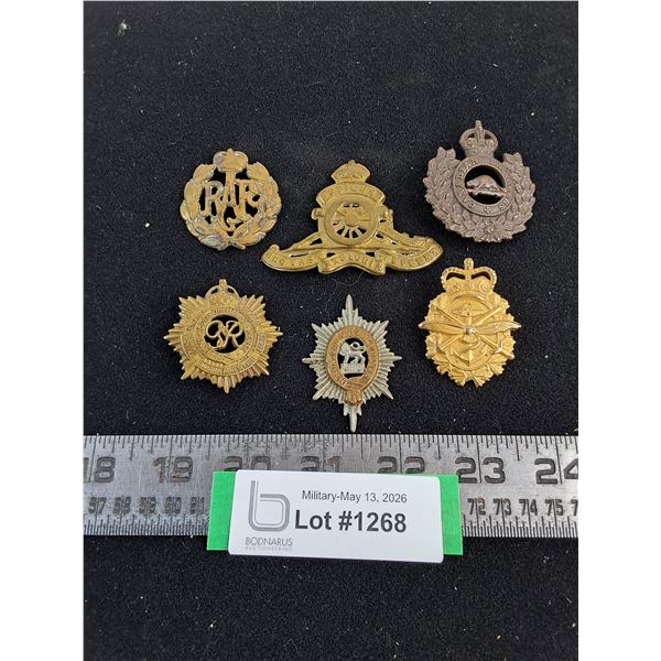(6) Assorted Cap Badges - Missing Lugs