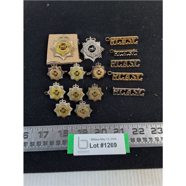 Assorted Royal Canadian Army Service Corp Cap, Shoulder & Collar Badges
