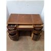 Image 2 : * Vintage Wooden 'Chippendale Styled' Kneehole Desk - 42x21x30" - Cannot Ship