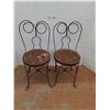 Image 1 : * (2) Vintage Metal Ice Cream Parlor Chairs - 33" High Backs - Cannot Ship
